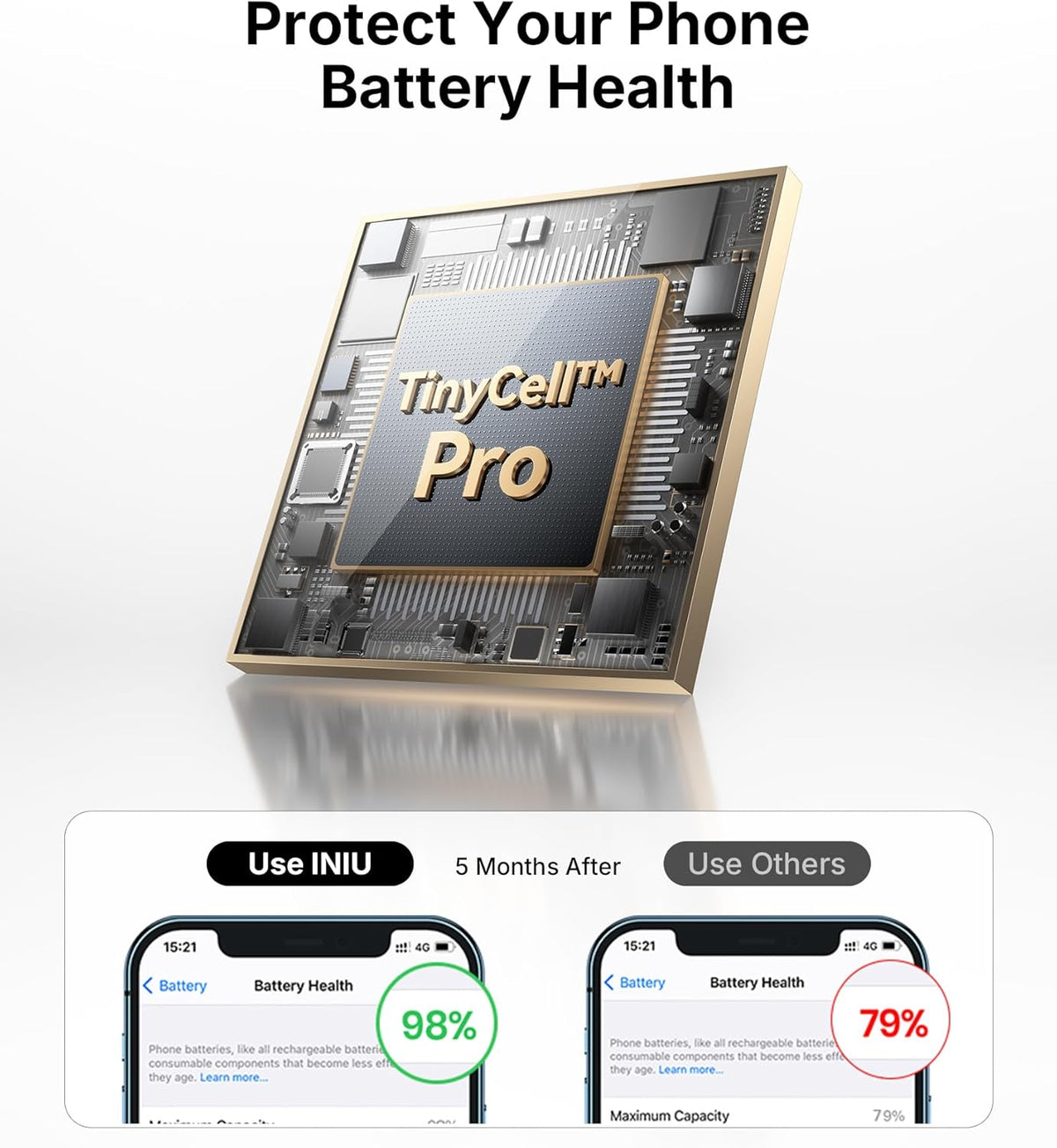 INIU Ultra Mini Powerbank, 10000mAh 45W Schnellladen mit USB C Kabel