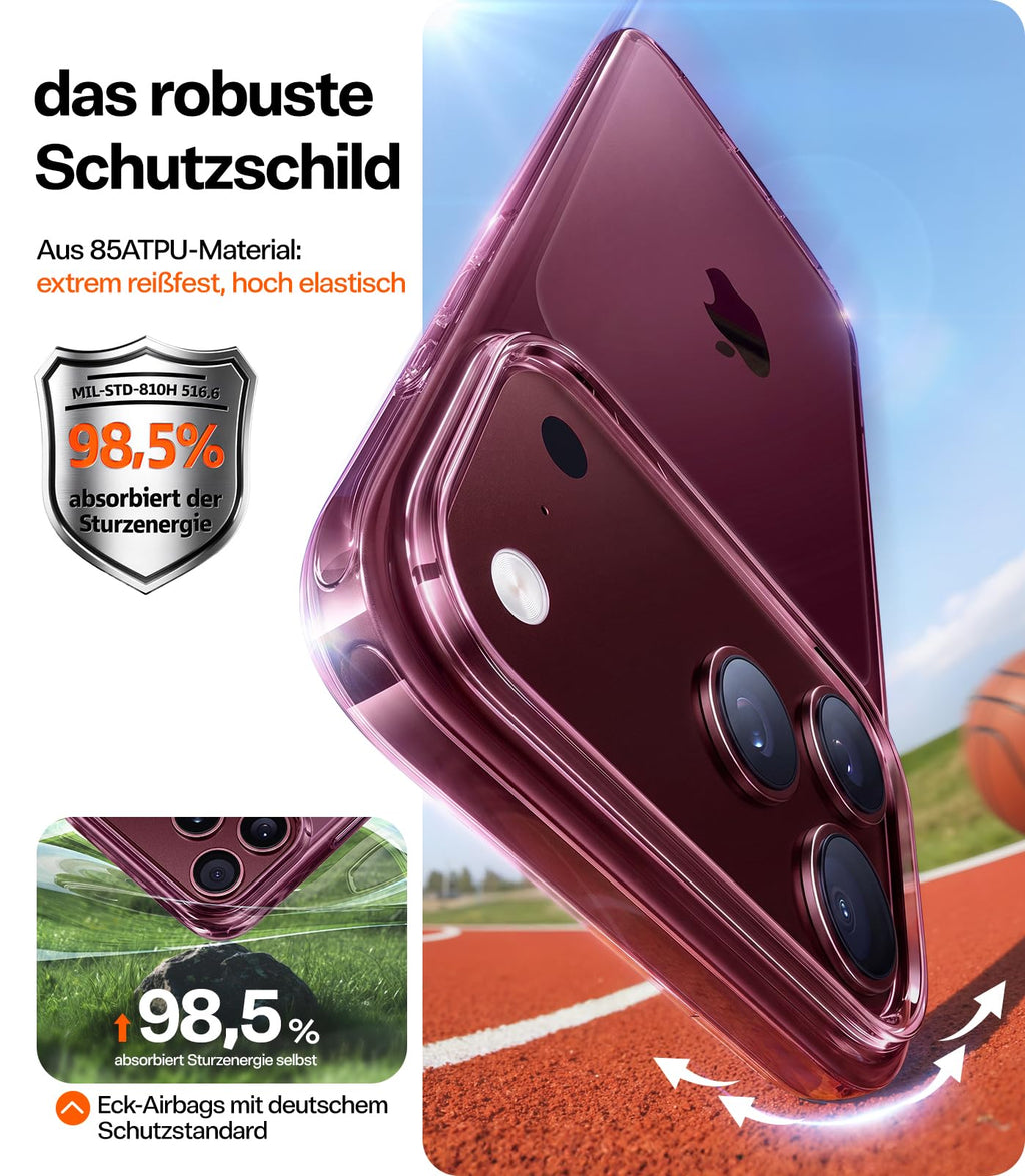 TORRAS für iPhone 18 Pro Hülle iPhone 17 Pro Hülle,Militärschut,Transparent
