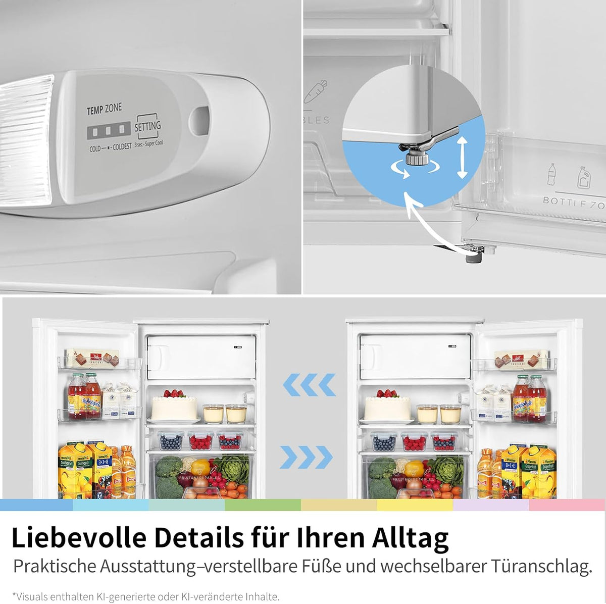 Comfee 113L kühlschrank mit gefrierfach, 35dB, Inverter Kompressor, EEK D