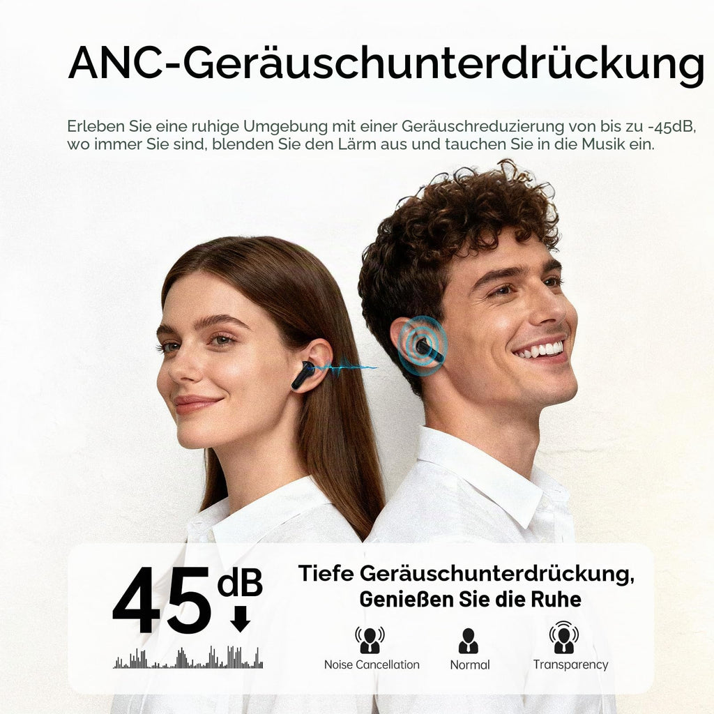 Bluetooth Kopfhörer, Kopfhörer Kabellos Bluetooth 5.4, Tiefer Bass Ohrhörer