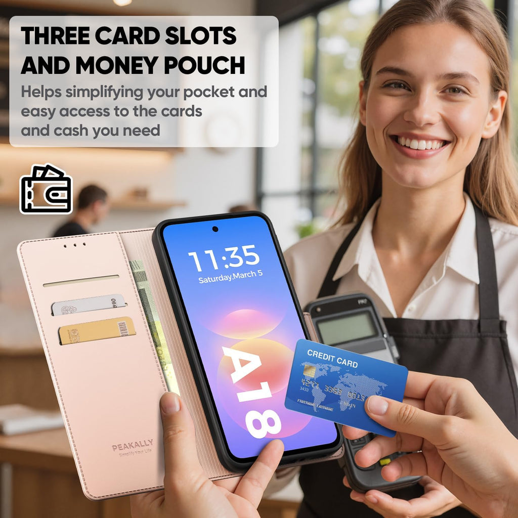 Peakally Handyhülle für Samsung Galaxy A17 5G Hülle [Mit 1 Stück Panzer Schutz Glas] [Premium PU Leder] [RFID-Blockierung] [Kartenfach] Klapphülle kompatibel mit Galaxy A17 5G / 4G - Grün