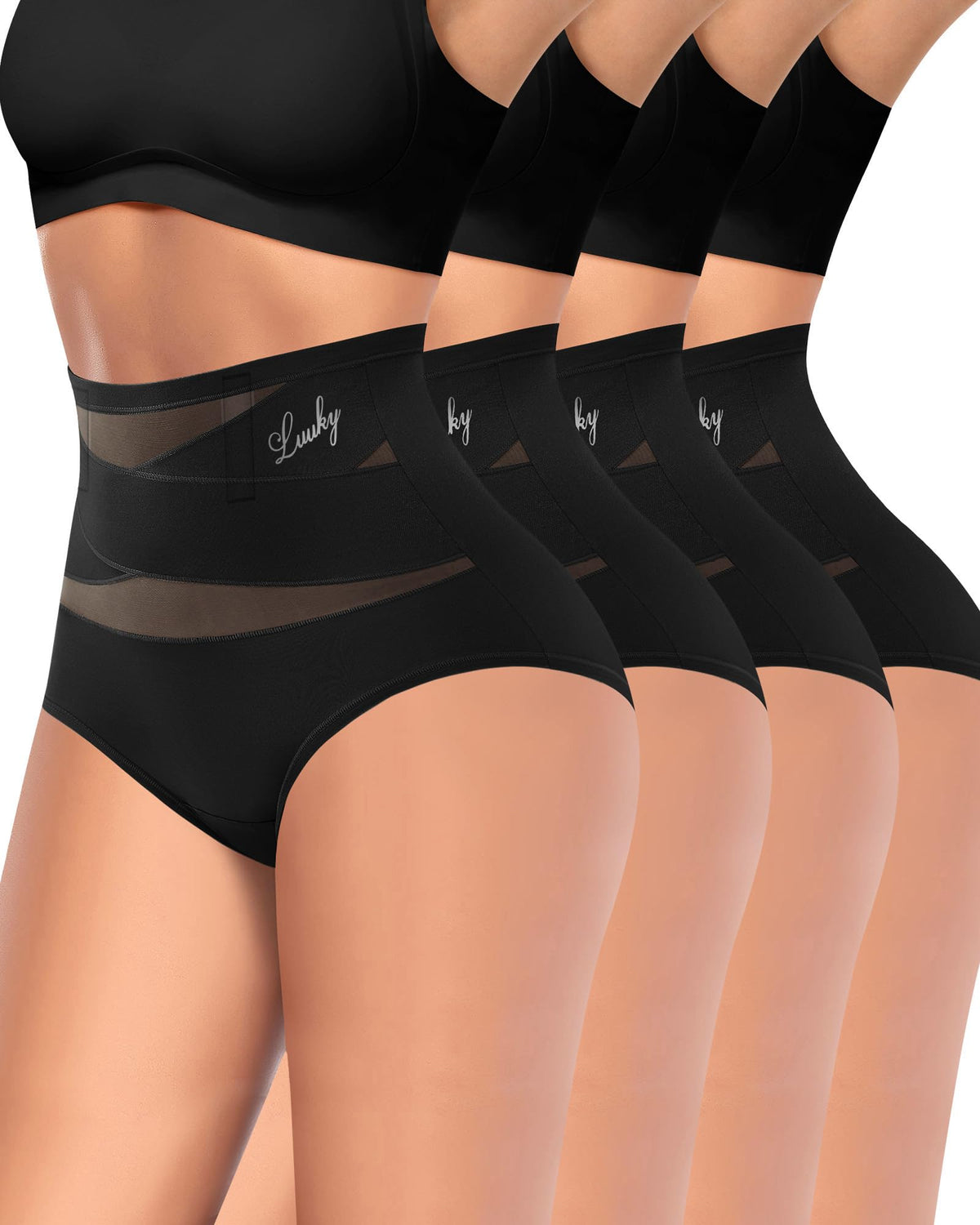 Lot de 4 Culotte Gainante Ventre Plat Taille Haute pour Femme