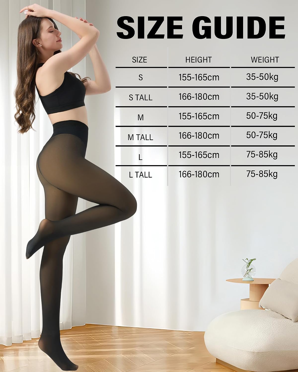 HOWIN Collant Polaire Femme Collant Thermique Effet Transparent Hiver