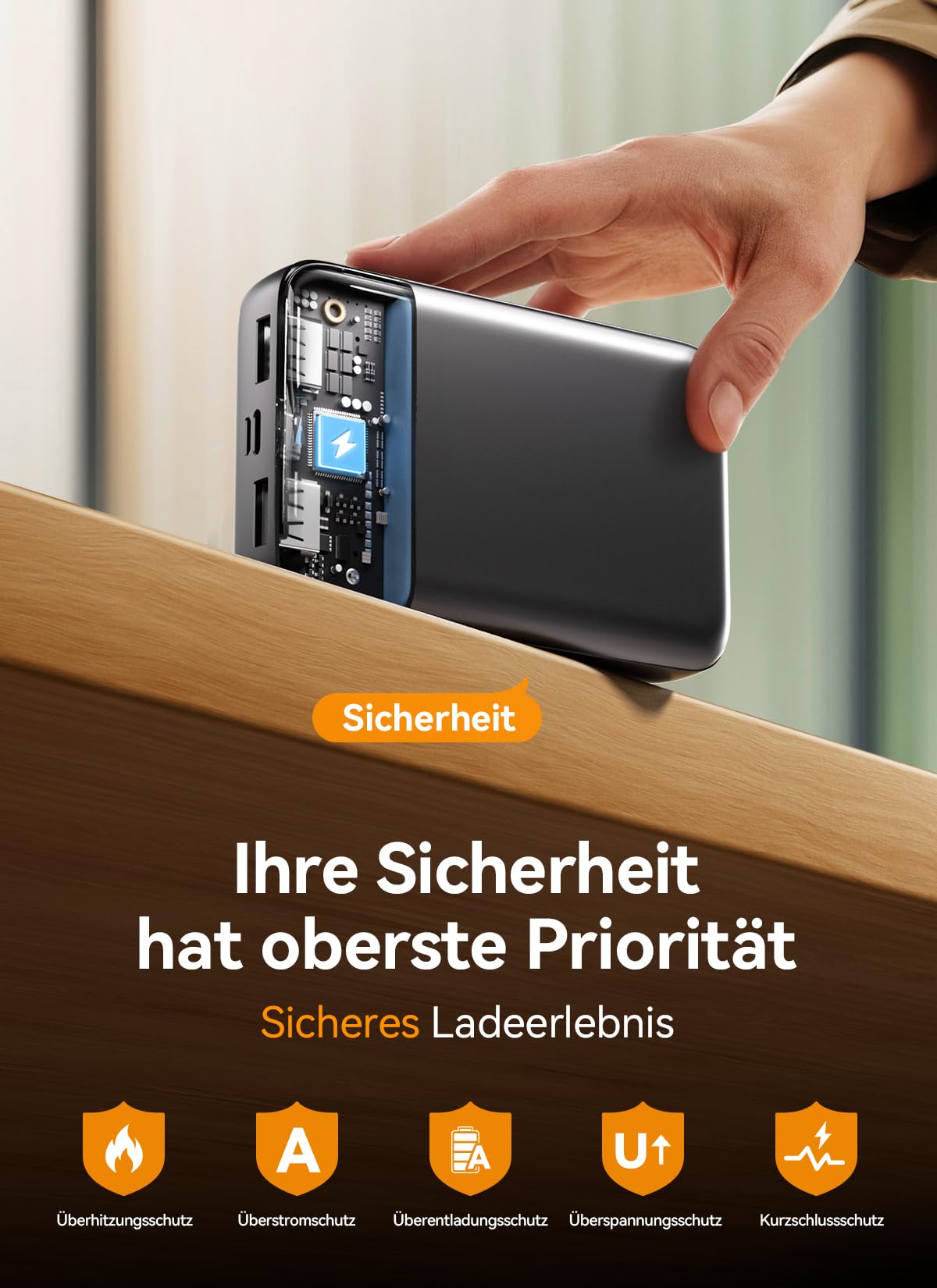 Power Bank 27000mAh, Ultra Kompakte Powerbank Schnellladen mit 3-in-1 Kabel