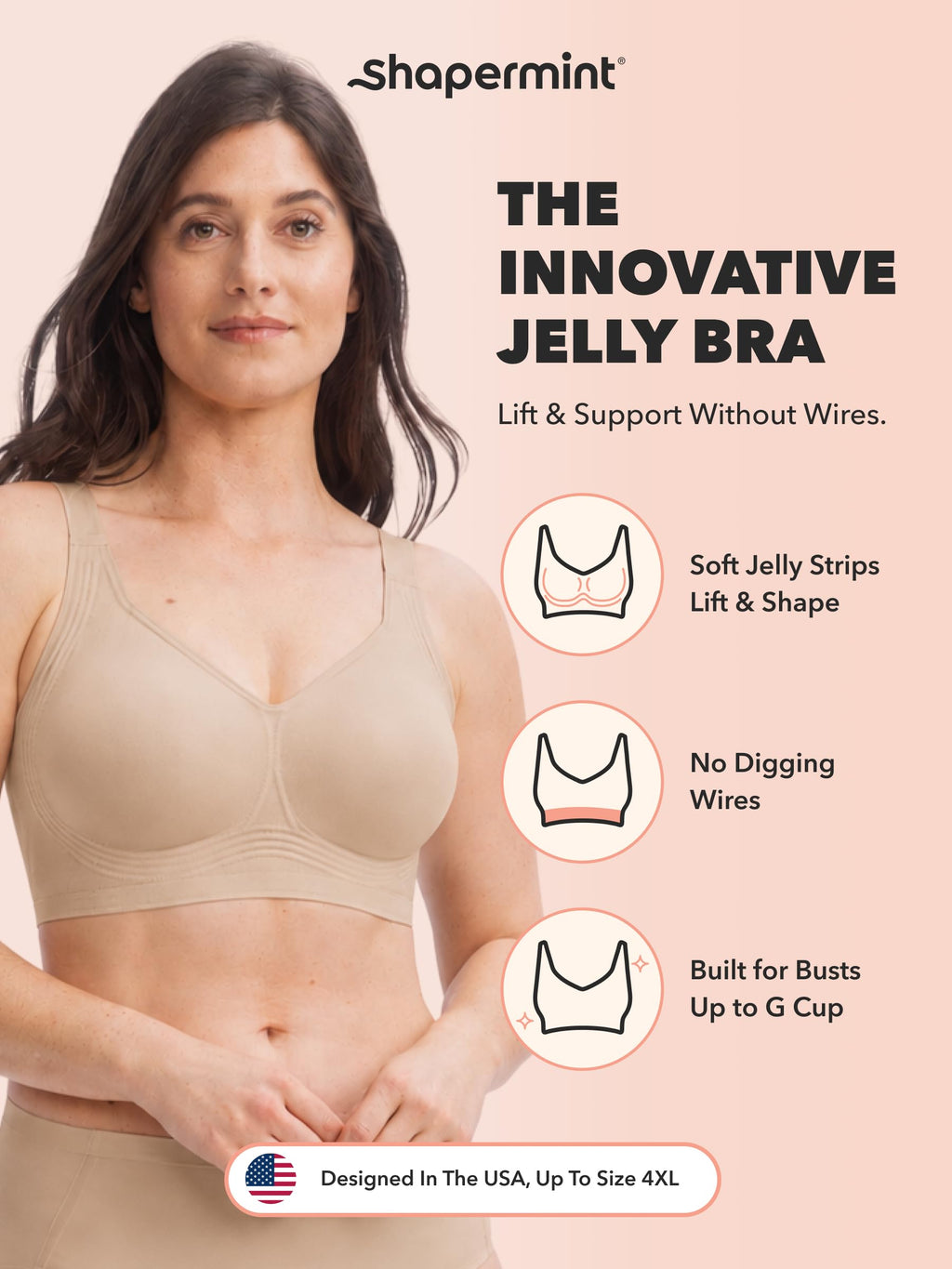 SHAPERMINT Everyday Wireless Jelly Bra, Full Coverage, S-4XL