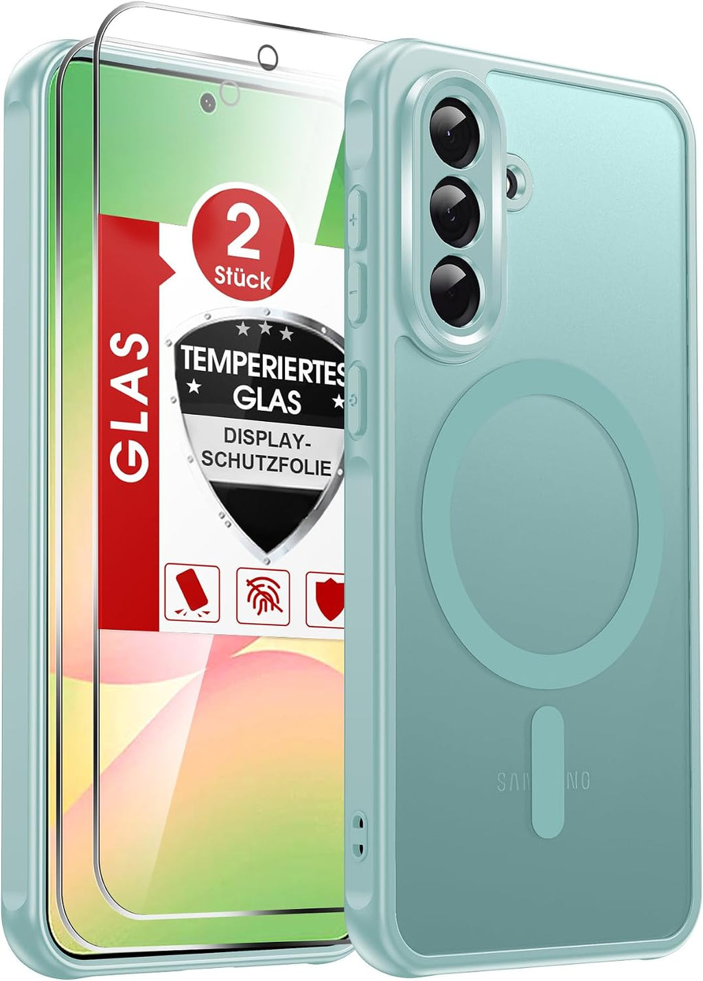 LeYi für Samsung Galaxy A06 4G Hülle für Magsafe mit 2X Panzerglas-Schwarz