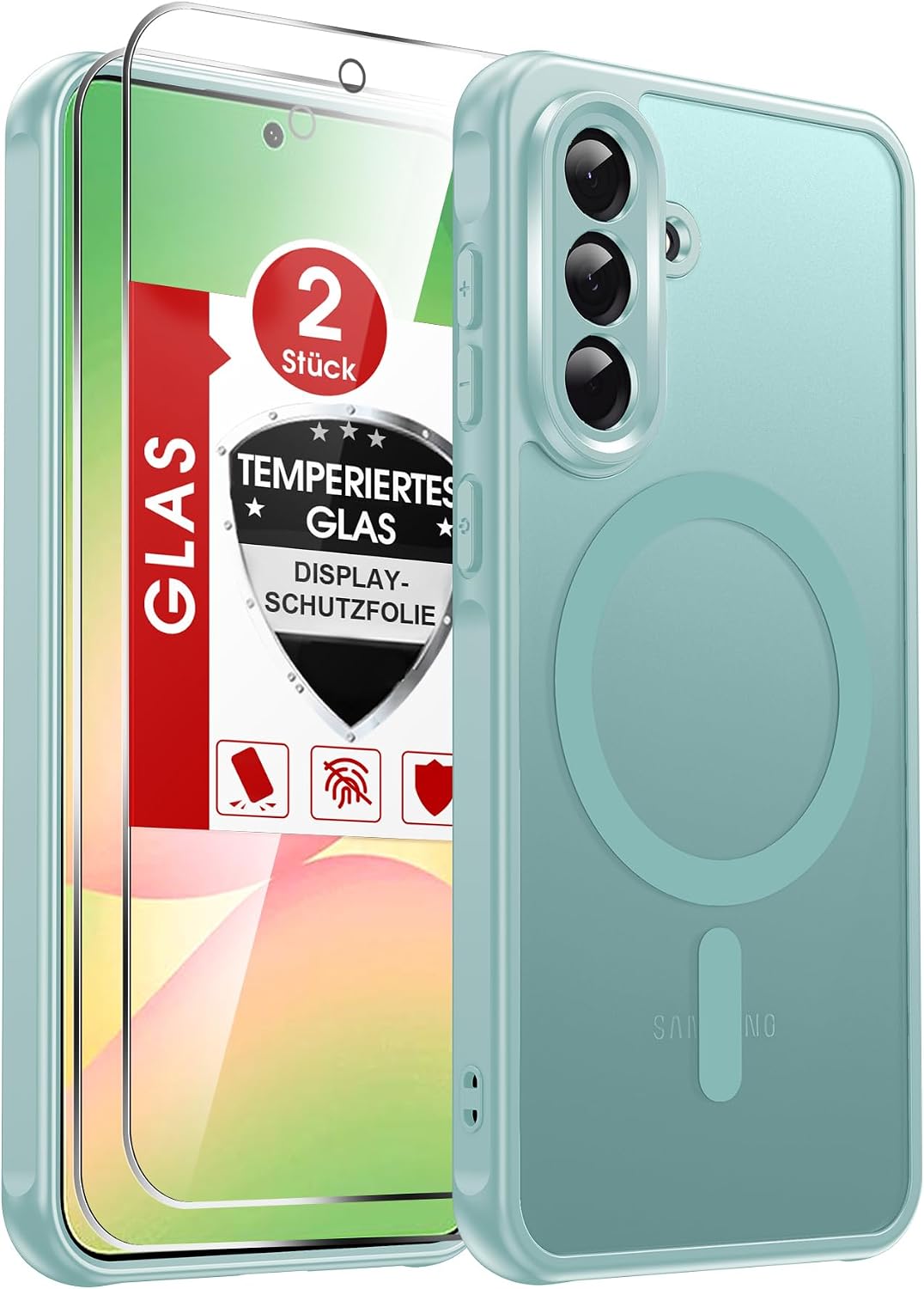 LeYi für Samsung Galaxy A06 4G Hülle für Magsafe mit 2X Panzerglas-Schwarz