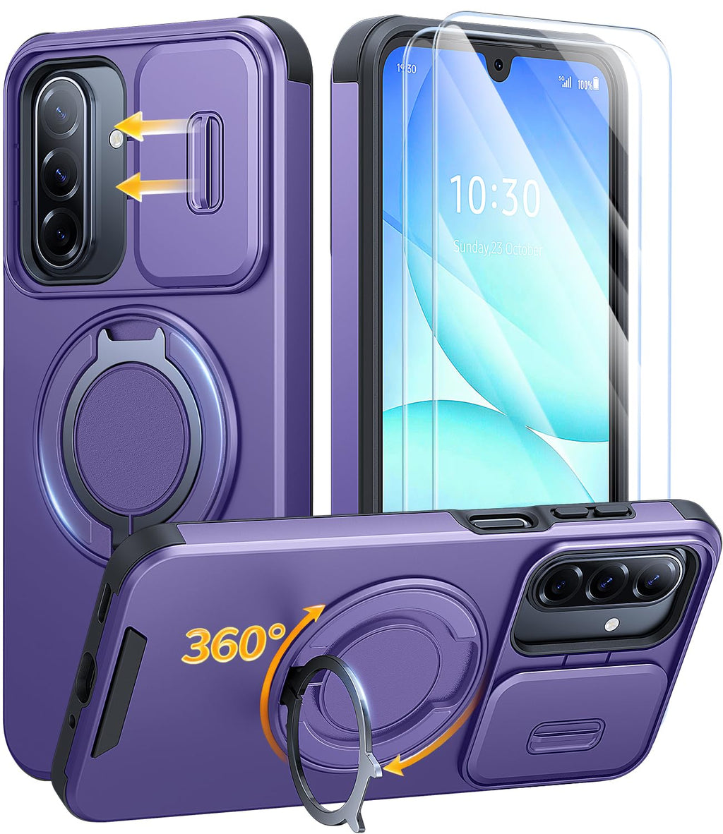 AOUIA für Samsung Galaxy S26 Ultra Hülle mit 2 Stück Panzerglas, Kameraschutz, 360° drehbarer Ringständer, Militärstandard Stoßschutz, robuste Handyhülle für Samsung S26 Ultra, Schwarz