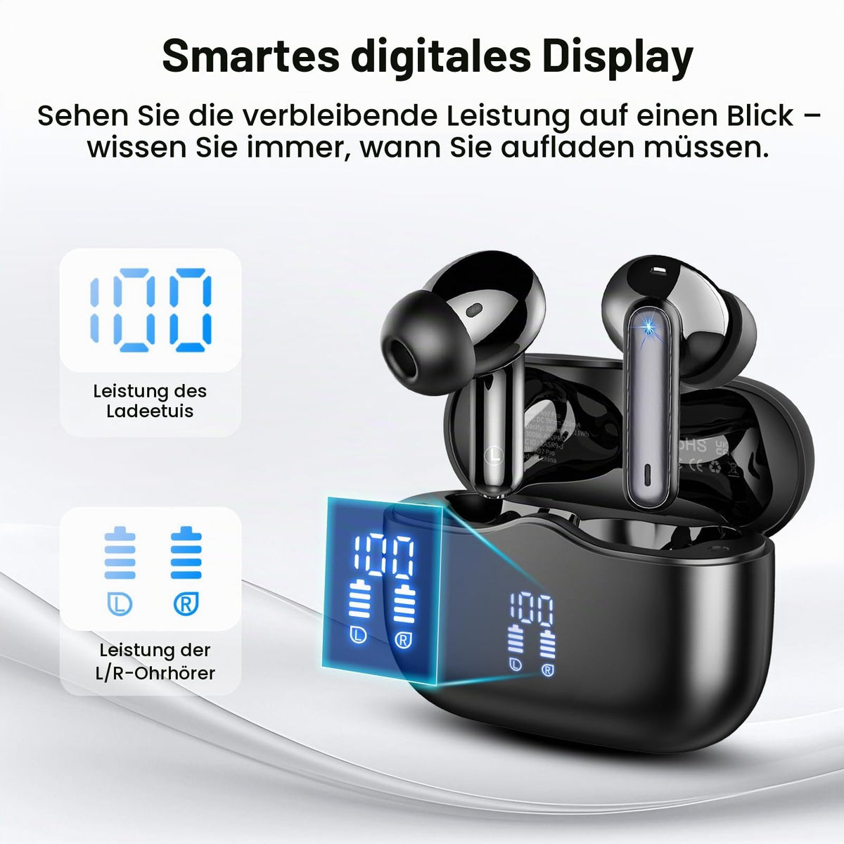 Bluetooth Kopfhörer, Kopfhörer Kabellos Bluetooth 5.4, Tiefer Bass Ohrhörer
