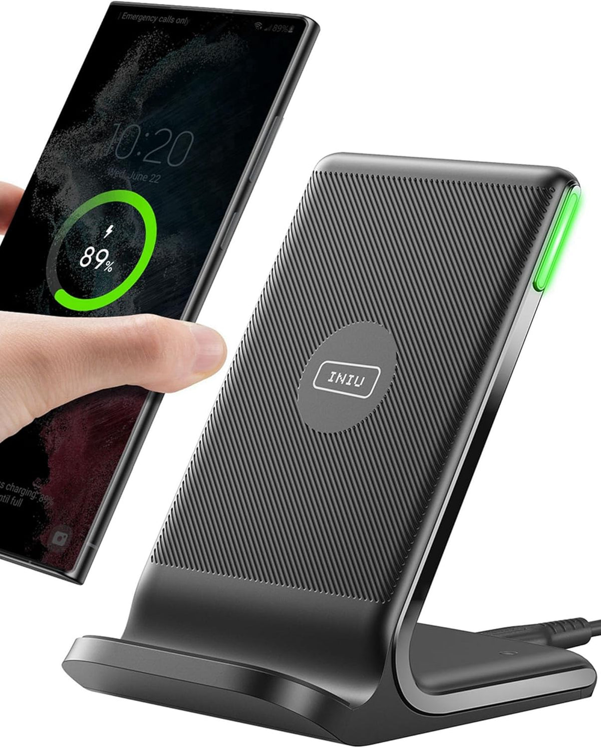 INIU Wireless Charger, 15W Schnelles Induktive Ladestation mit LED