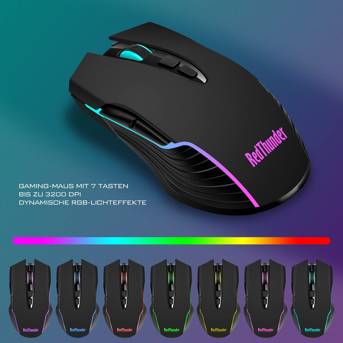 RedThunder K10 Kabelloses Gaming Tastatur und Maus Set, QWERTZ DE-Layout LED Hintergrundbeleuchtung, 3000mA Batteriekapazität und 3200 DPI für Gamer(Weiß)