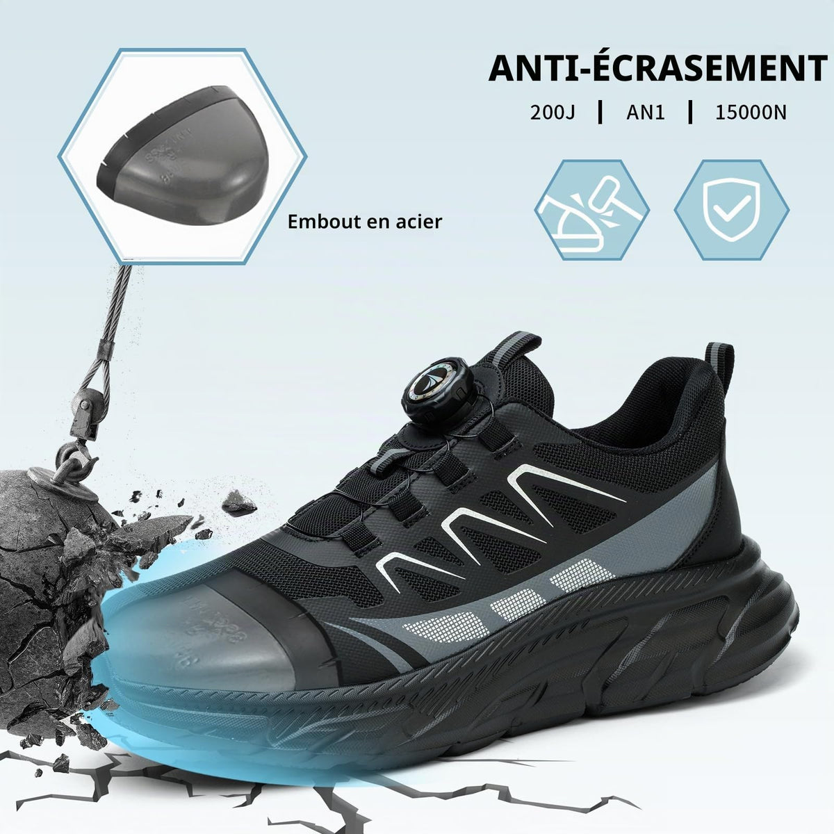 Chaussures de Sécurité Hommes Légère Basket Securite Femme Chaussures de Travail Embout en Acier Respirantes Antidérapante Chaussures de Sécurité
