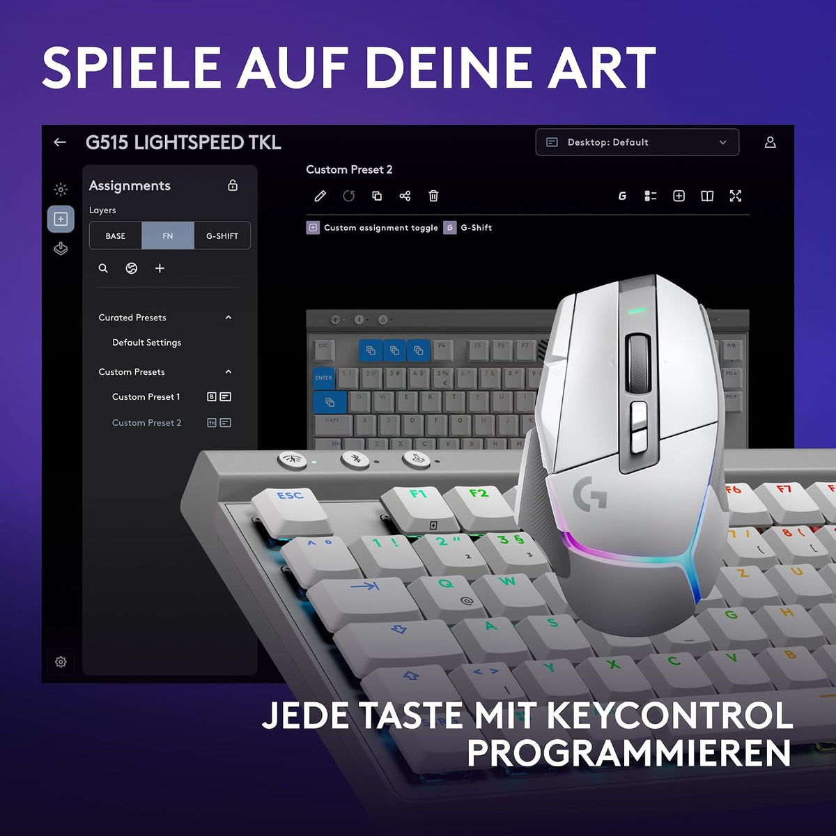 Logitech G G515 LIGHTSPEED TKL kabellose flache Gaming-Tastatur (Schwarz)