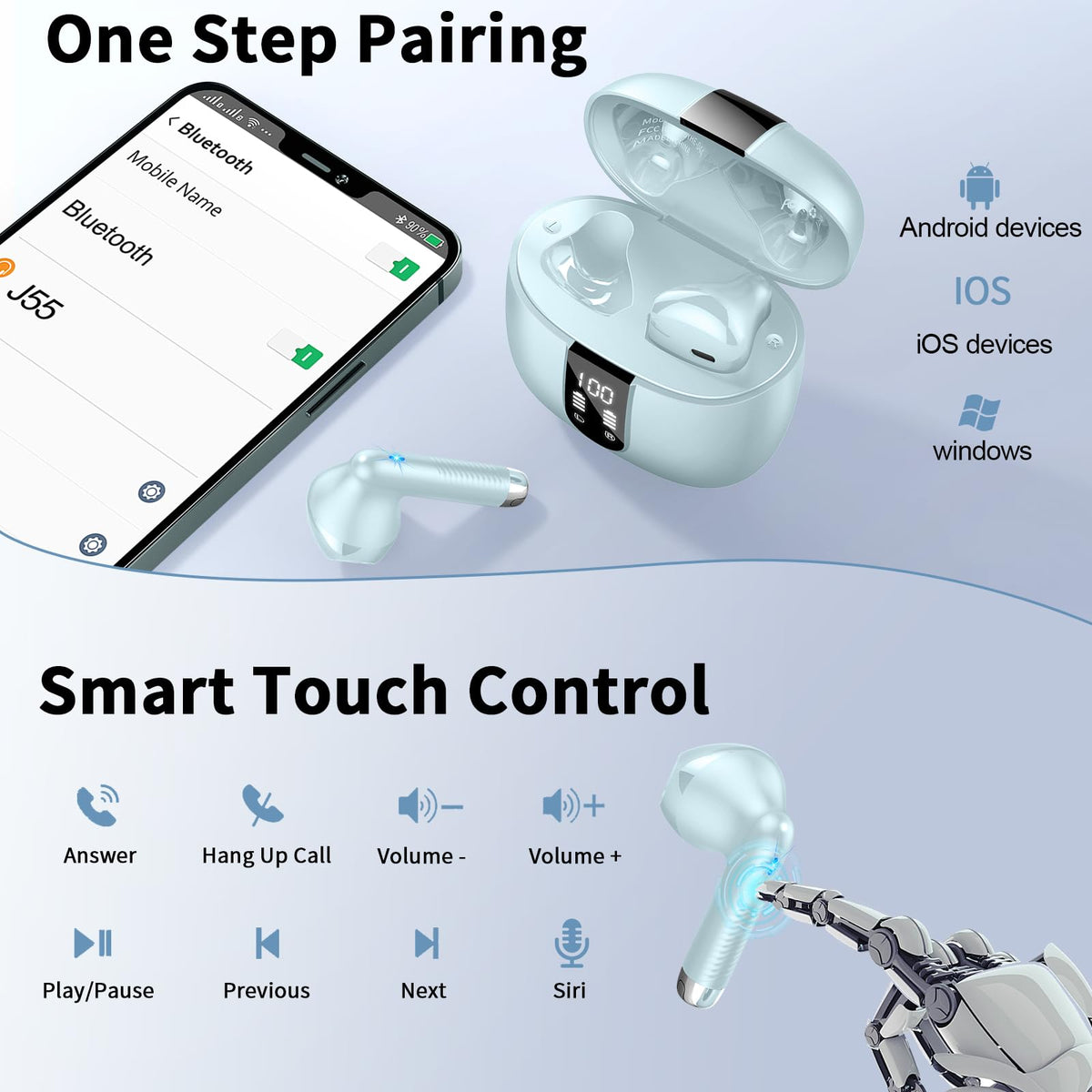 Drsaec Bluetooth Kopfhörer, In Ear Kopfhörer Kabellos Bluetooth 5.4
