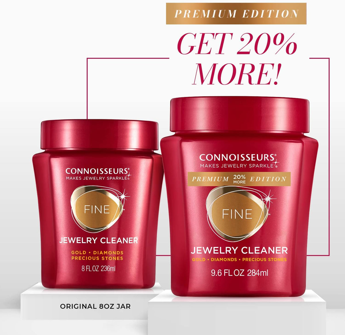 CONNOISSEURS Premium Edition Jewelry Cleaner, Value Size 9.6oz - Pick from Fine, Silver or Delicate Jewelry Cleaner
