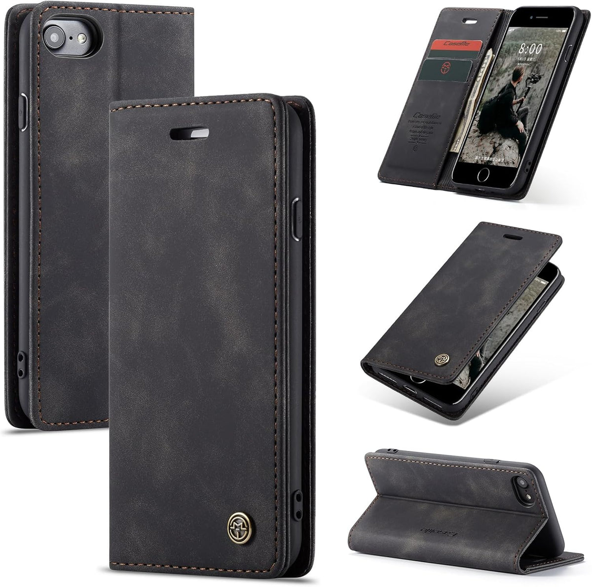 Handyhülle für Honor Magic 6 Pro hülle Premium PU klapphülle RFID Lederhülle Faltbare Schutzhülle Kartenfach Standfunktion Handytasche hülle Honor Magic 6 Pro 5G - Schwarz