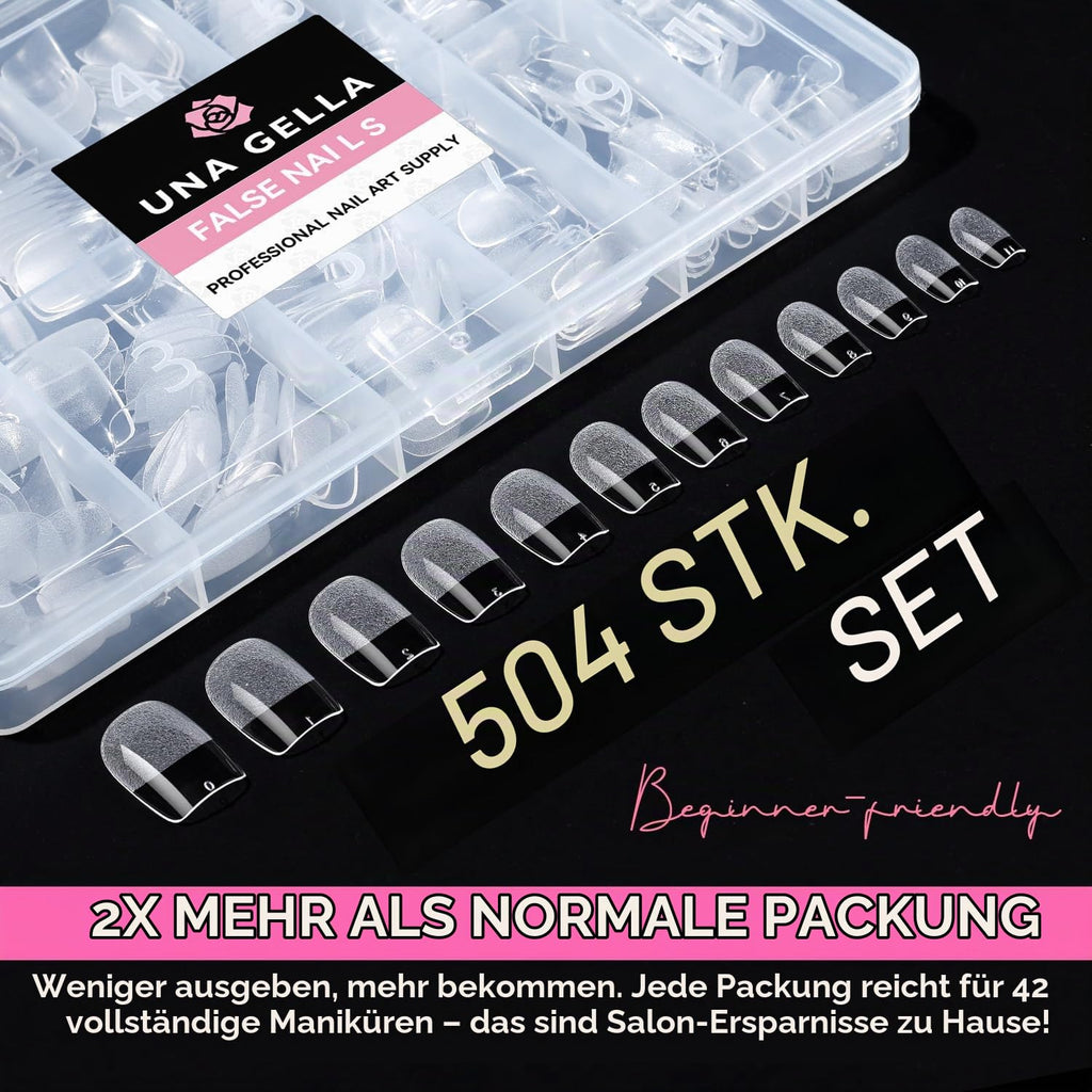 UNA GELLA Kurze Mandel Nail Tips 504 Stück