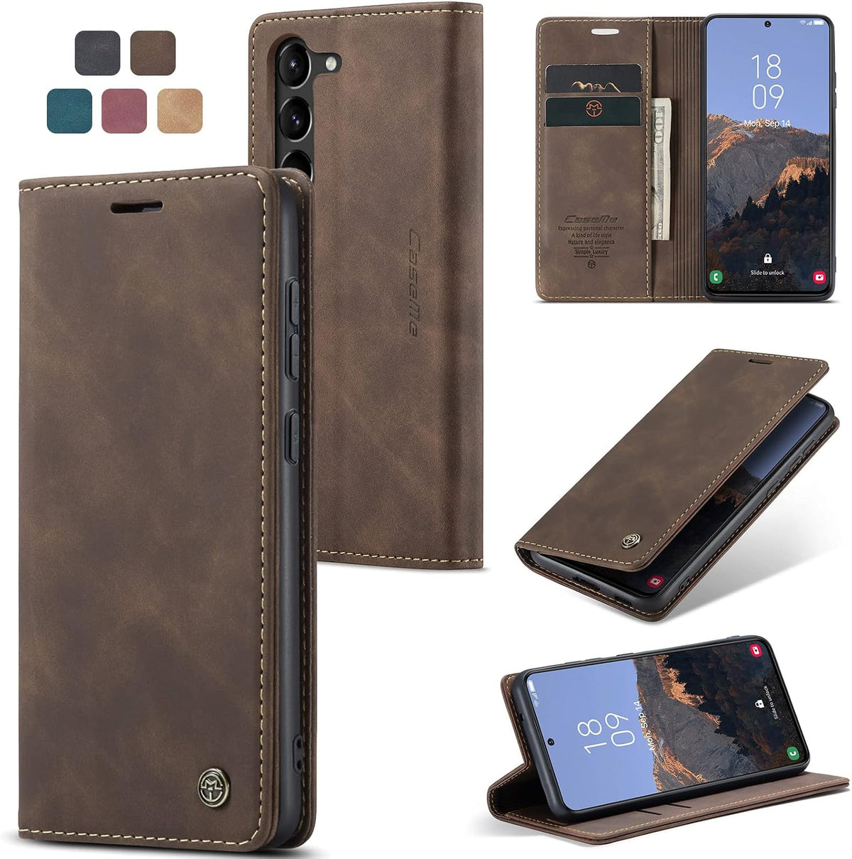 Handyhülle für Honor Magic 6 Pro Hülle Premium PU Klapphülle RFID Lederhülle Faltbare Schutzhülle Kartenfach Standfunktion Handytasche Hülle Honor Magic 6 Pro 5G - Schwarz