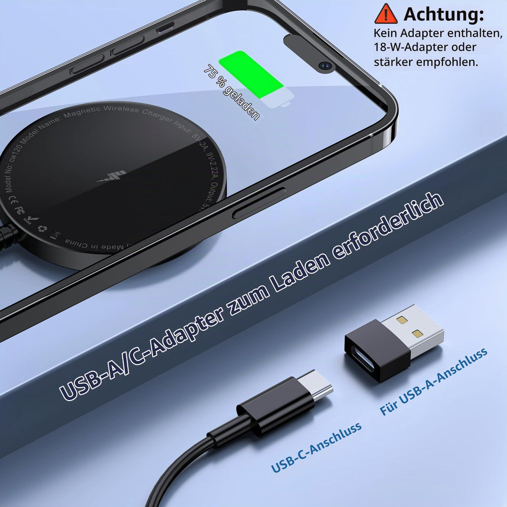 Mag-Safe Ladegerät für iPhone Ladestation: Starker Magnet Wireless Charger