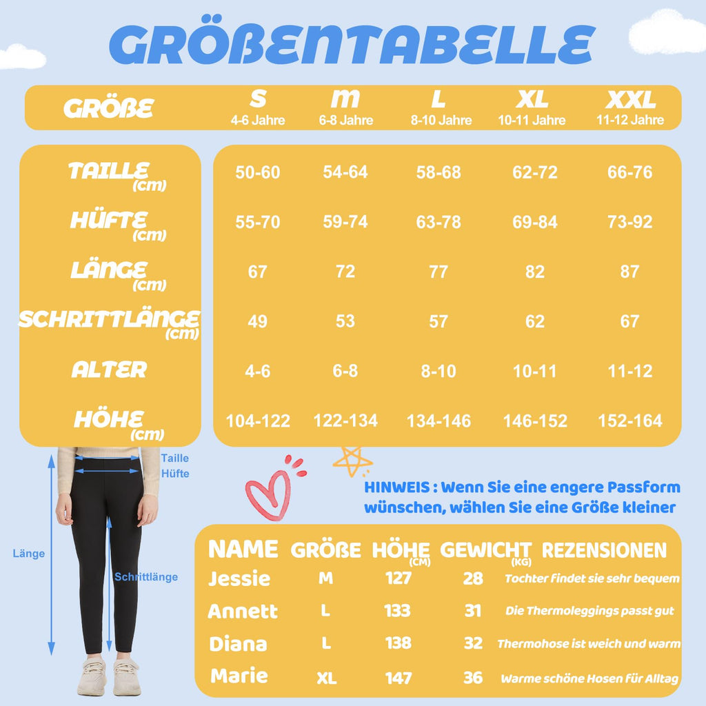 DDOBB 2er Pack Thermo Leggings Mädchen Mit Fleece High Waist
