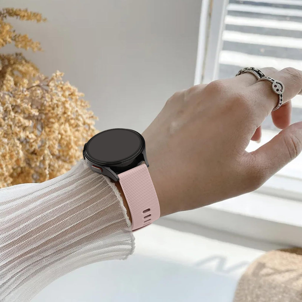 Wanme 20mm Bracelet de Montre en Silicone, Souple Bracelet de Replacement en Dégagement Rapide avec Boucle en Même Couleur Homme Femme 20mm, Starlight