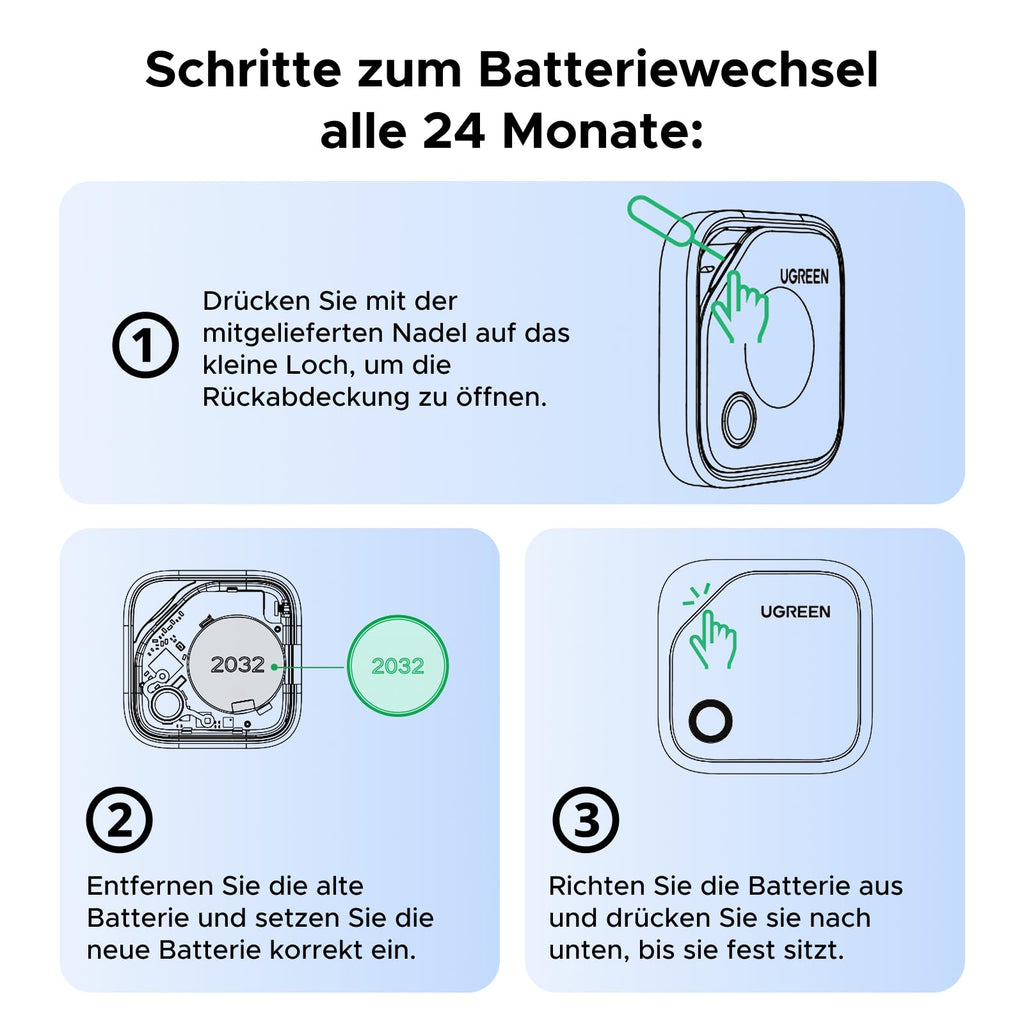 UGREEN FineTrack (4er Pack) Tracker kompatibel mit Apple Find My (nur iOS)