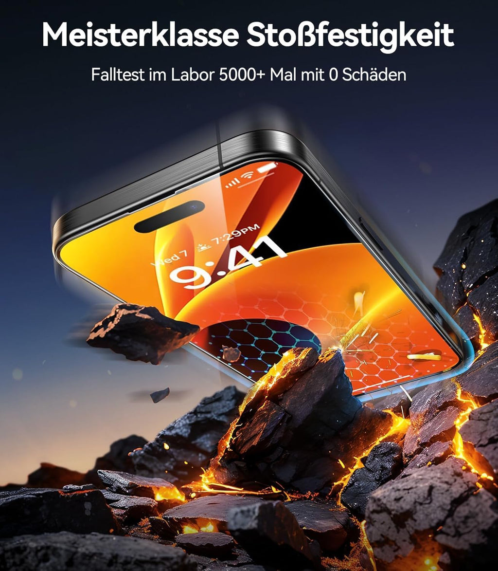 TORRAS für iPhone 18 Pro für Panzerglas TOP 9H+, Auto-Montage, 2 Stück