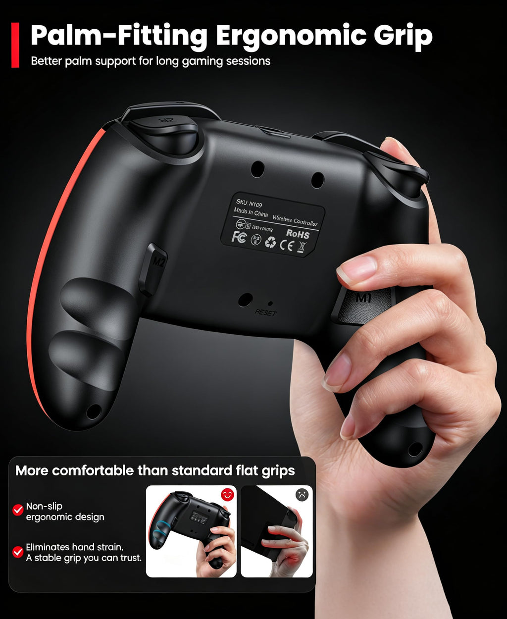 HELLCOOL Switch Controller, Kabellos Switch Pro Controller für Switch/Lite/OLED Konsole, Macro/Turbo/Aufwachfunktion, Präzise Steuerung, Dual Motors Vibration, 15 Std Spieldauer