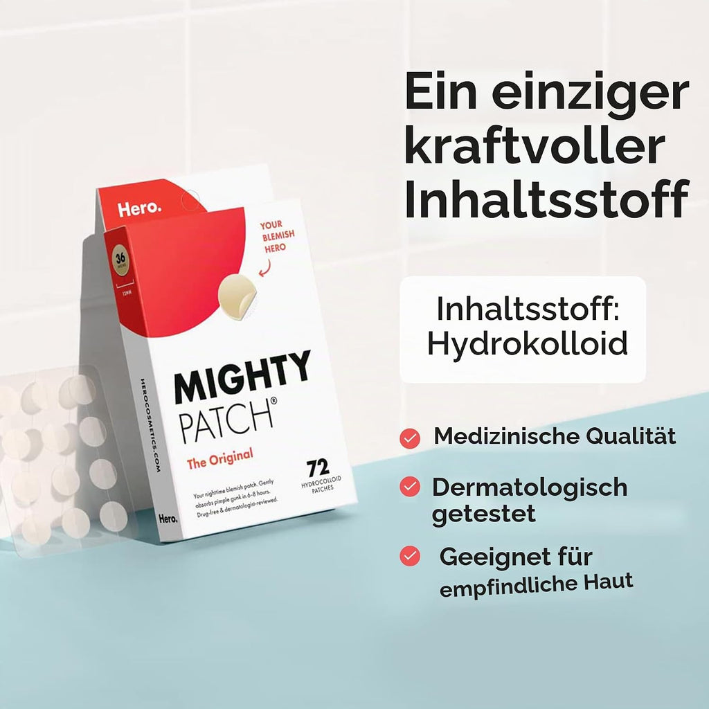 Hero Mighty Patch Original, Hydrokolloid Pickelpflaster, 72 Stück