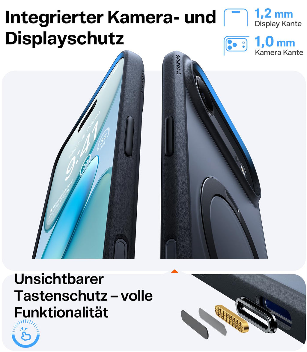 TORRAS Ostand Q3 Spin für iPhone 18 Pro Hülle für MagSafe 360°Stand Schwarz