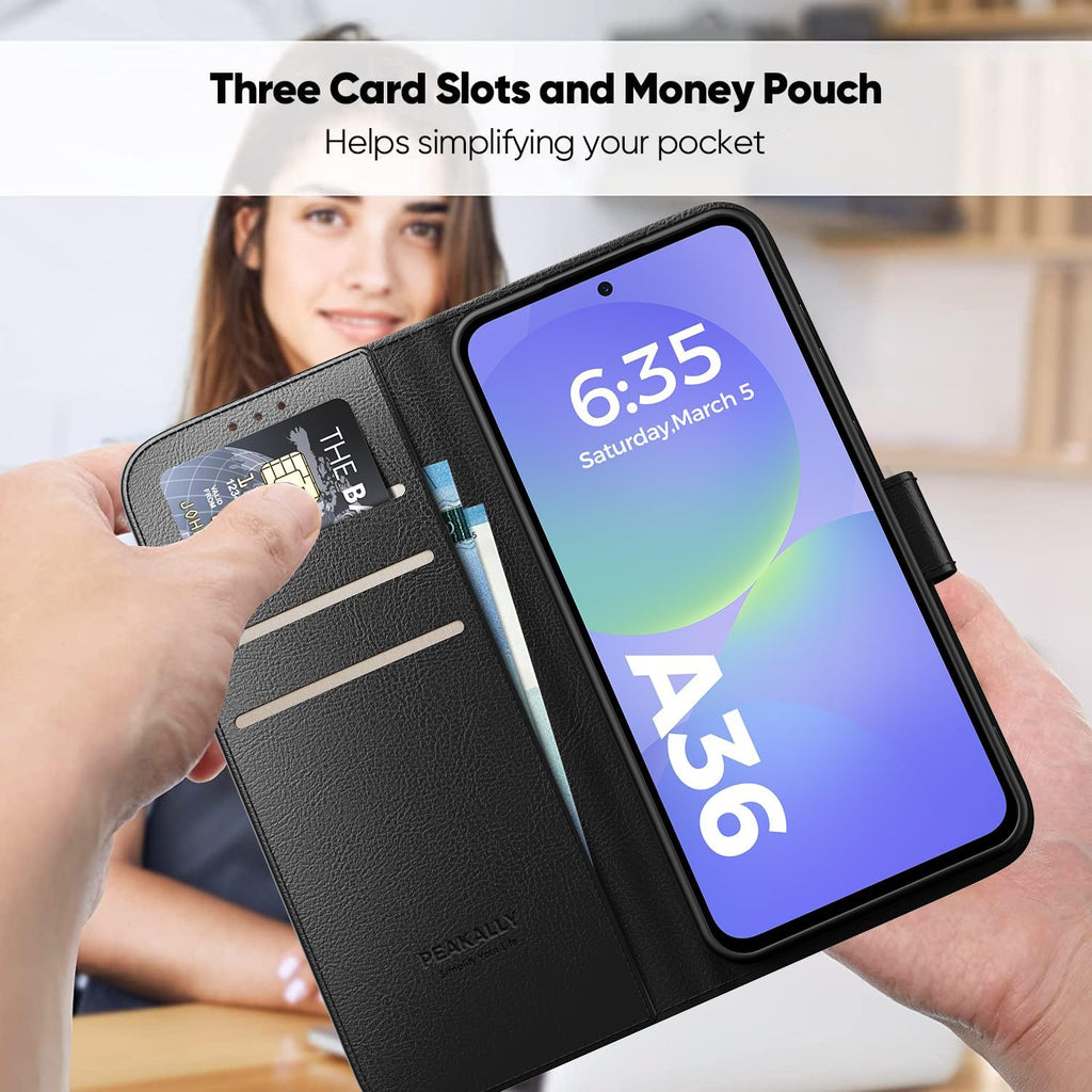 Peakally Handyhülle für Samsung Galaxy A17 5G Hülle [Mit 1 Stück Panzer Schutz Glas] [Premium PU Leder] [RFID-Blockierung] [Kartenfach] Klapphülle kompatibel mit Galaxy A17 5G / 4G - Grün