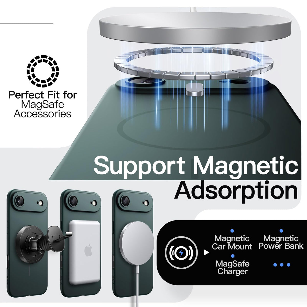 JETech Magnetische Dünne Hülle für iPhone 18 Pro, Schwarz