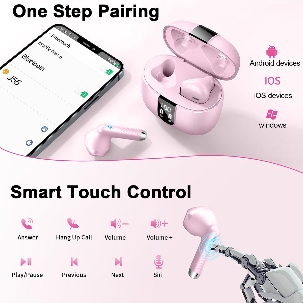 Drsaec Bluetooth Kopfhörer, In Ear Kopfhörer Kabellos Bluetooth 5.4