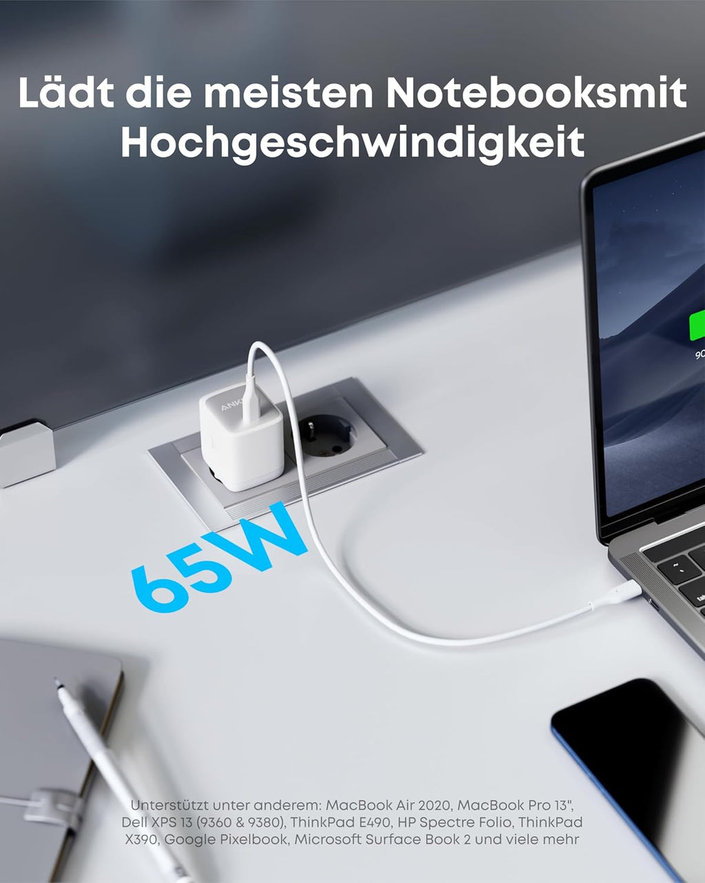 Anker Nano II 65W USB C Ladegerät Netzteil mit Schnellladeleistung