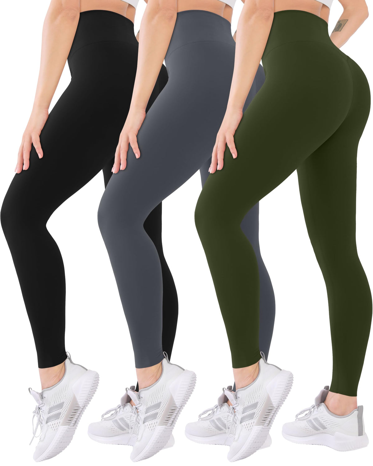 Blisset 3 Pack High Waisted Leggings for Women with Pockets Soft Active Compression Pants for Yoga Running & Daily Wear