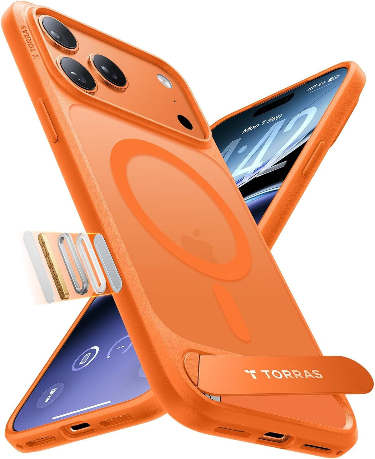 TORRAS Ostand L1 Hülle für iPhone 16 Pro für MagSafe Case, Schwarz