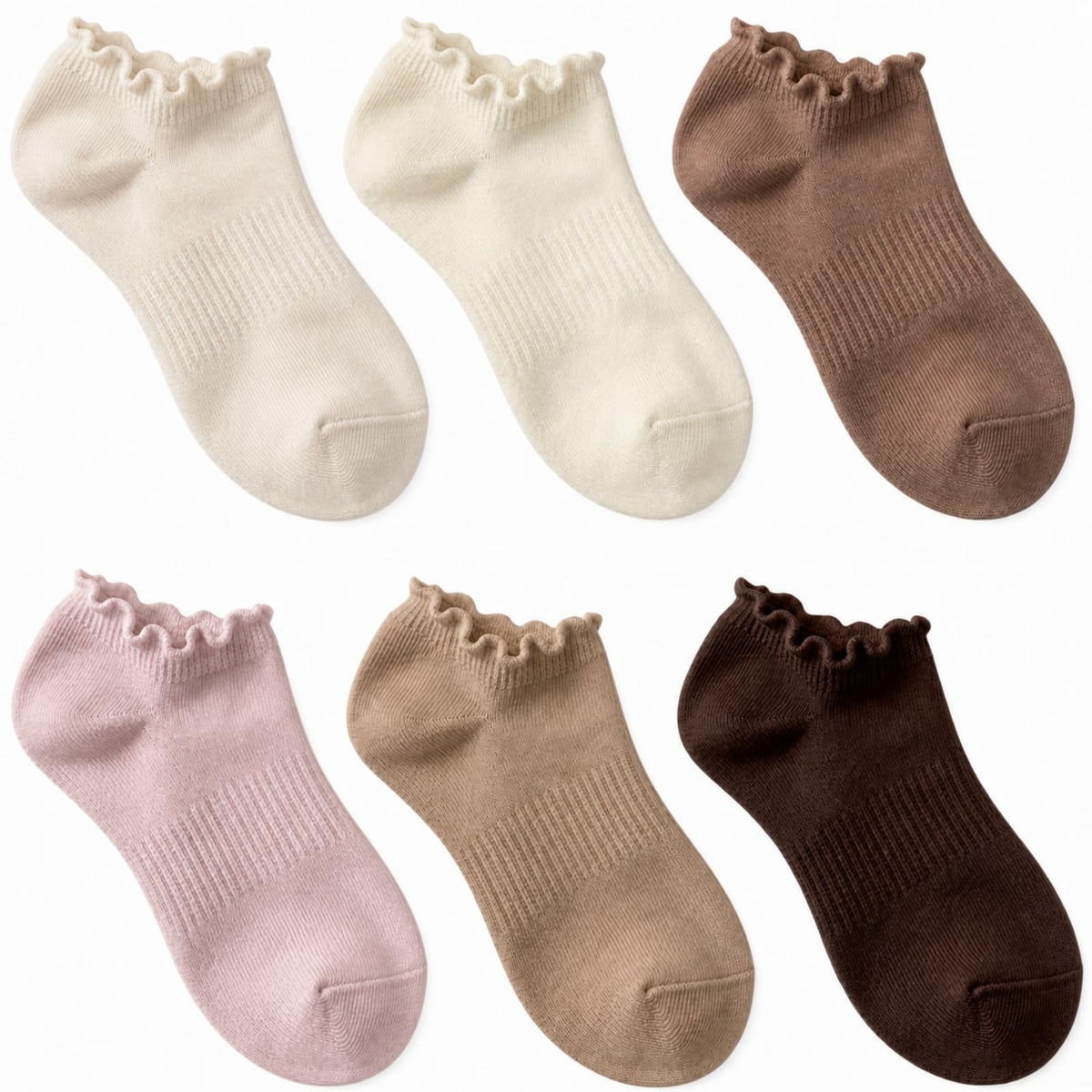 6 Pairs No Show Socks for Women Ruffle Socks Cute Ankle Socks