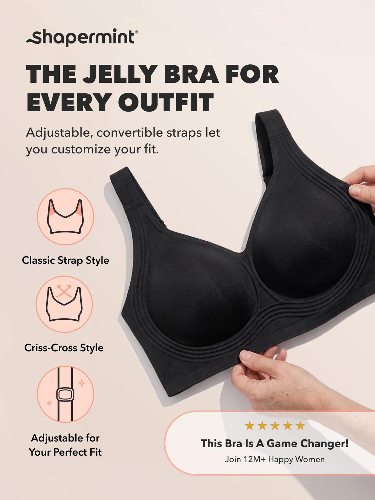 SHAPERMINT Everyday Wireless Jelly Bra, Full Coverage, S-4XL