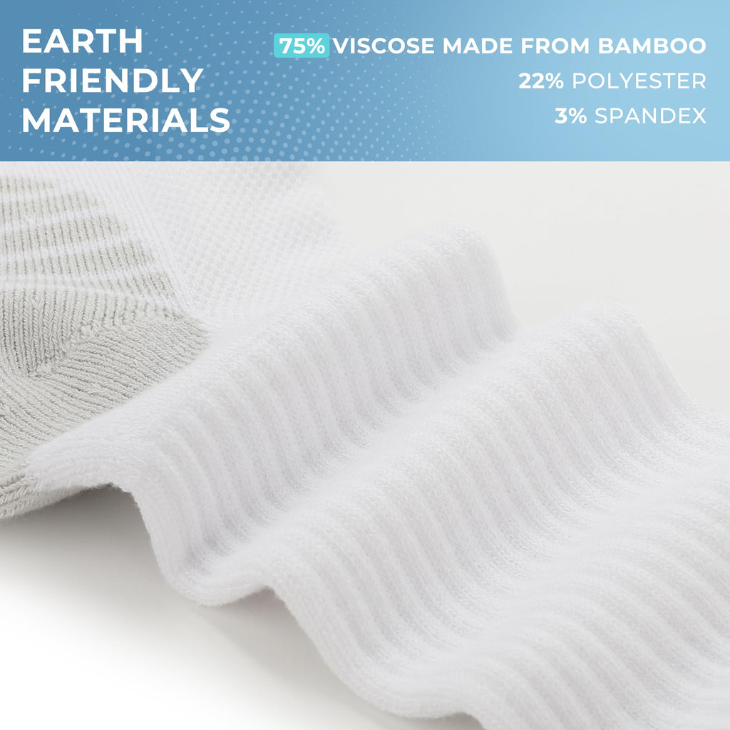 BAMBOO COOL Men's Crew Socks Athletic Cushioned Moisture Wicking 6 Pairs