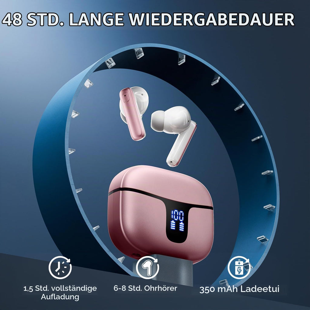 2026 Kopfhörer Kabellos Bluetooth 5.4 Kopfhörer, 6D-Stereo Ohrhörer in Ear