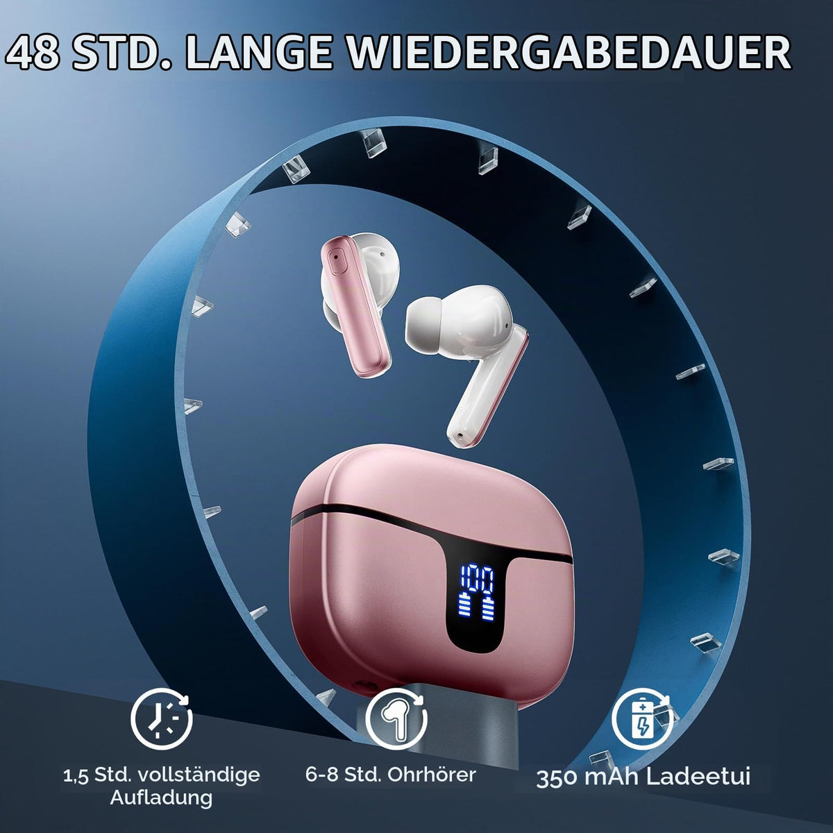 2026 Kopfhörer Kabellos Bluetooth 5.4 Kopfhörer, 6D-Stereo Ohrhörer in Ear
