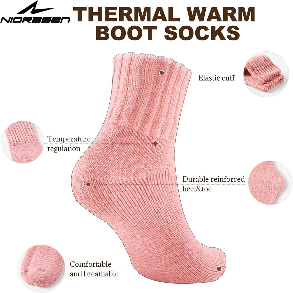 Niorasen Women's Thermal Socks, 3 Pairs Full Cushioned, Cosy Gift Winter