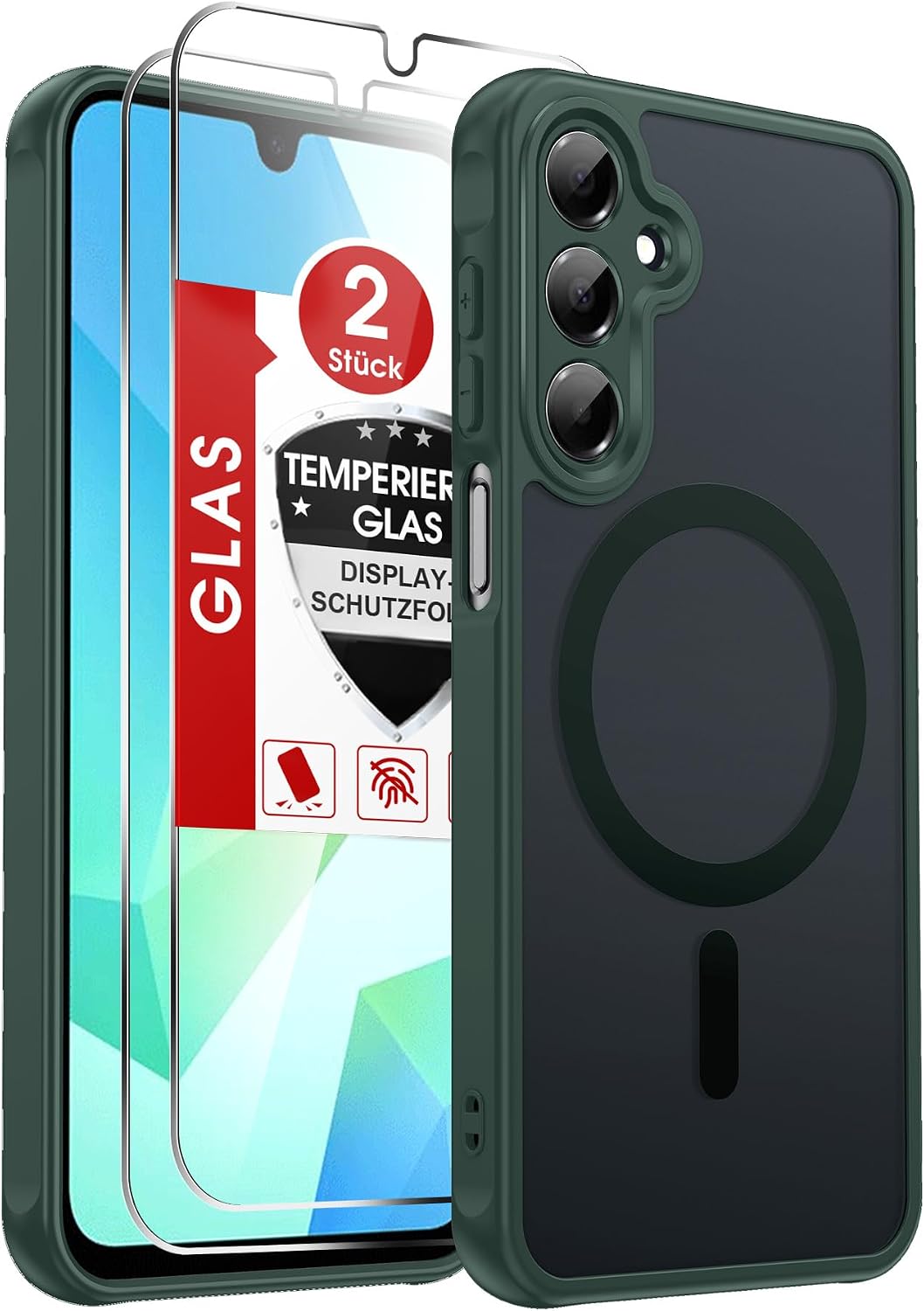 LeYi für Samsung Galaxy A06 4G Hülle für Magsafe mit 2X Panzerglas-Schwarz