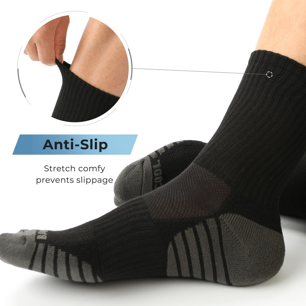 BAMBOO COOL Men's Crew Socks Athletic Cushioned Moisture Wicking 6 Pairs