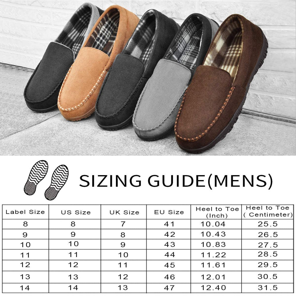 MIXIN Men's Cozy Moccasin Slippers Anti-Skid Slip On House Slippers with Comfy Memory Foam