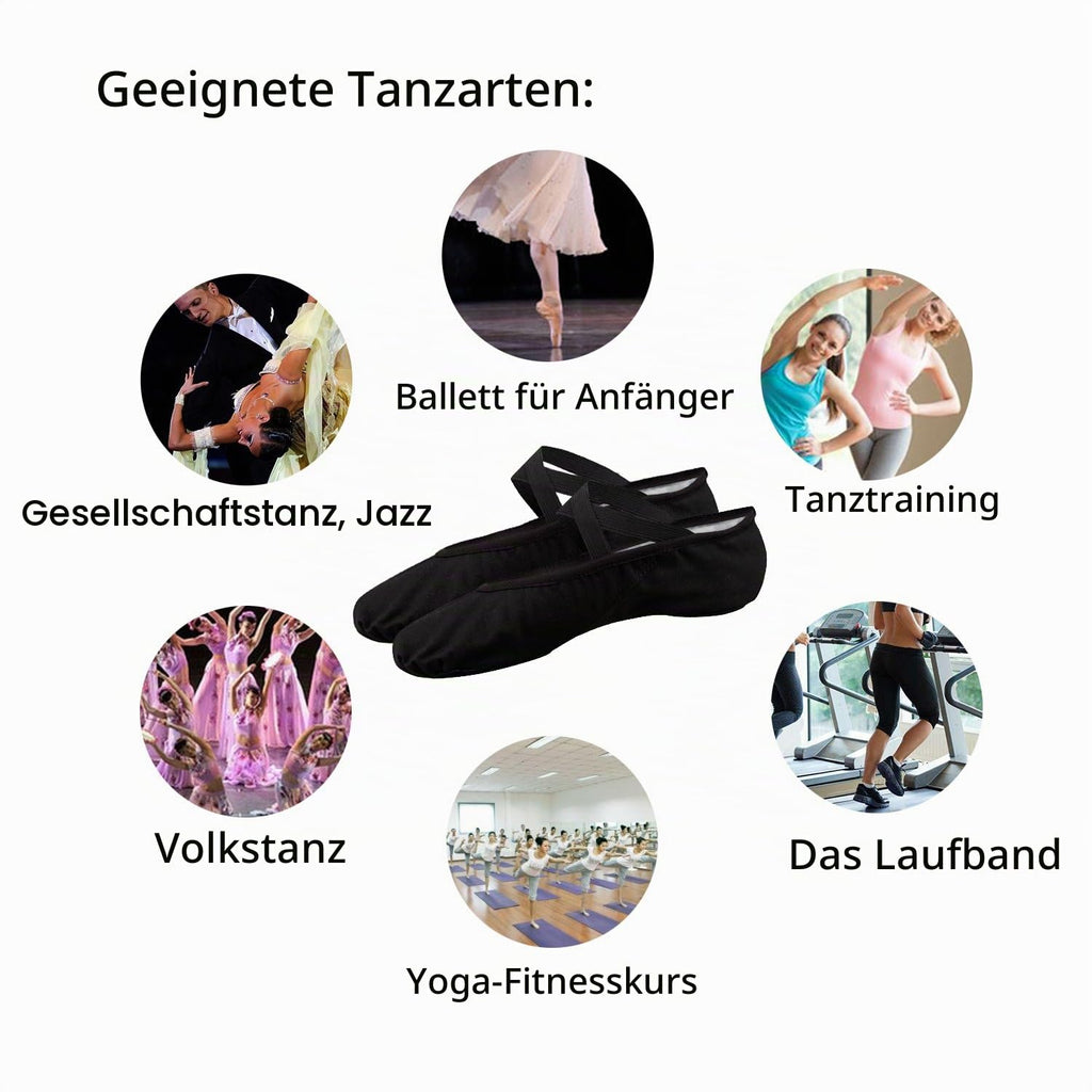 Bezioner Ballettschuhe Ballettschläppchen Tanzschuhe Geteilte Ledersohle für Kinder und Erwachsene