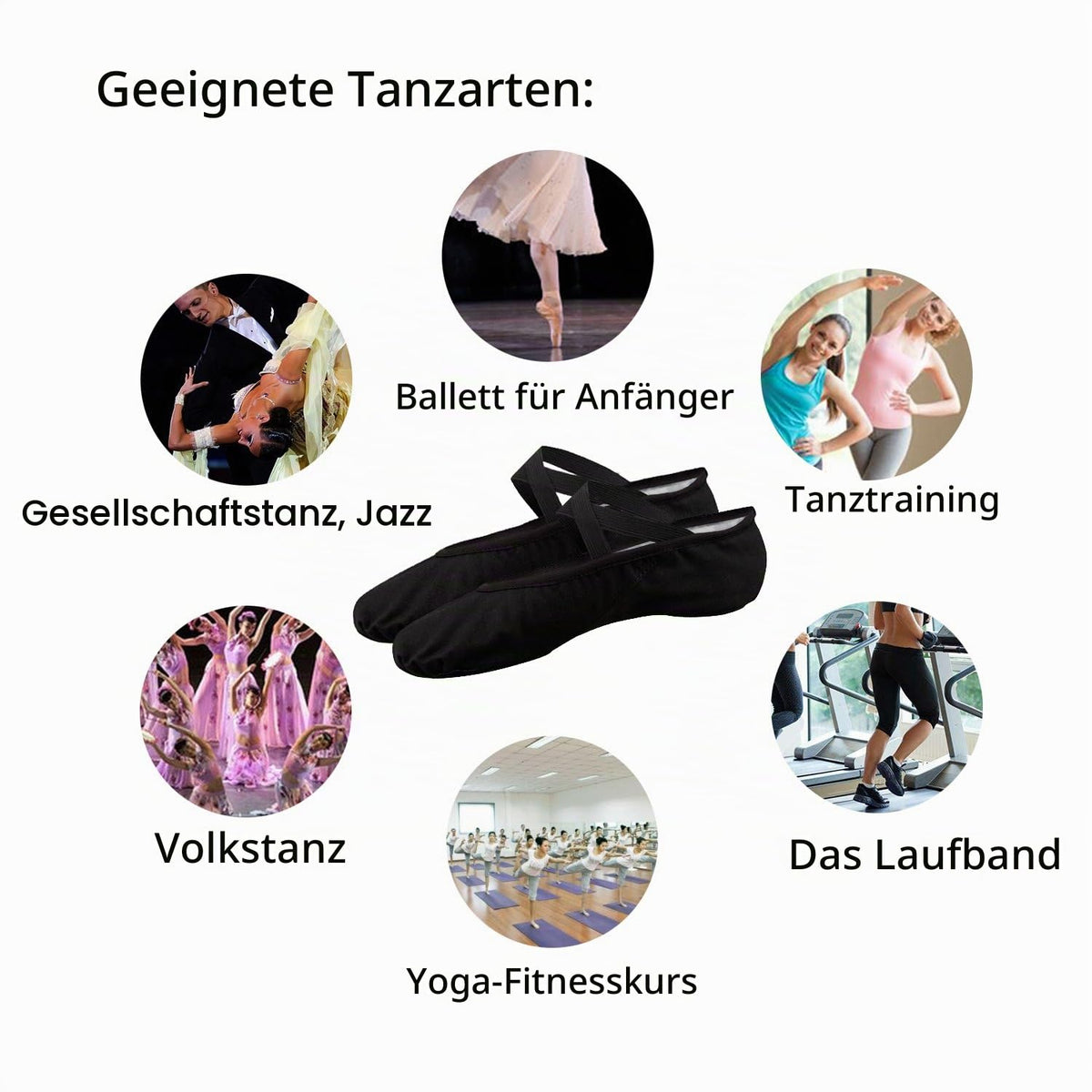 Bezioner Ballettschuhe Ballettschläppchen Tanzschuhe Geteilte Ledersohle für Kinder und Erwachsene