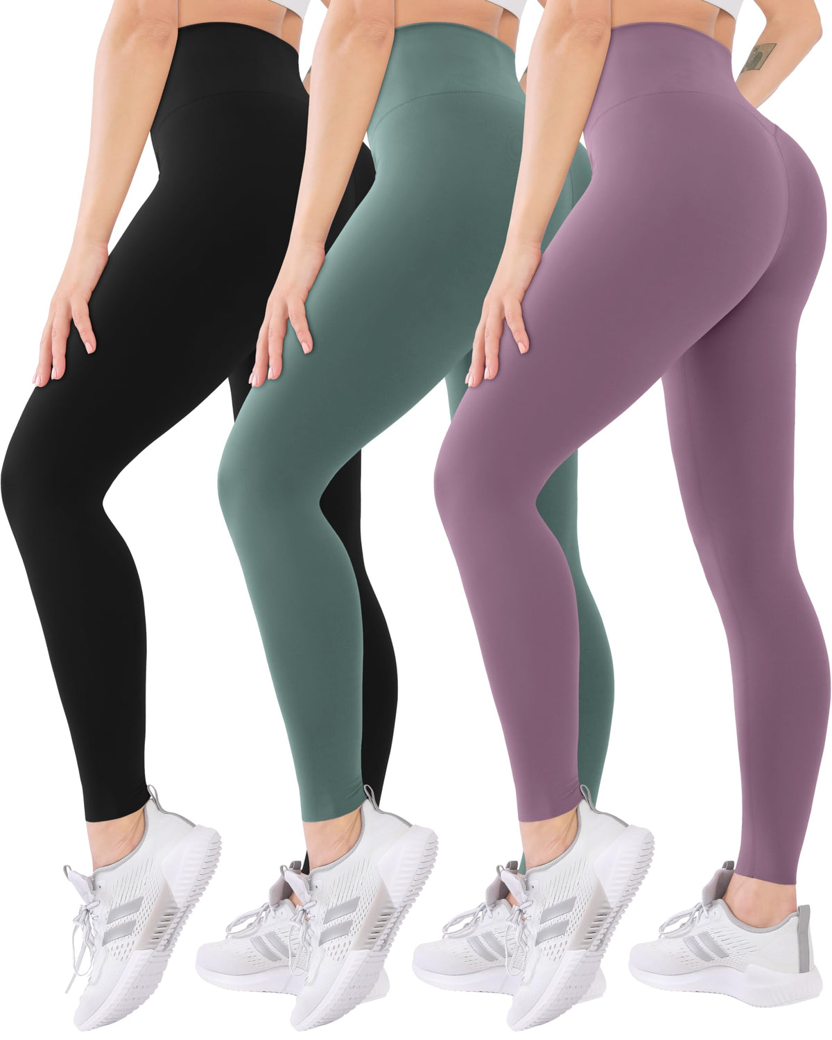 Blisset 3 Pack High Waisted Leggings for Women with Pockets Soft Active Compression Pants for Yoga Running & Daily Wear