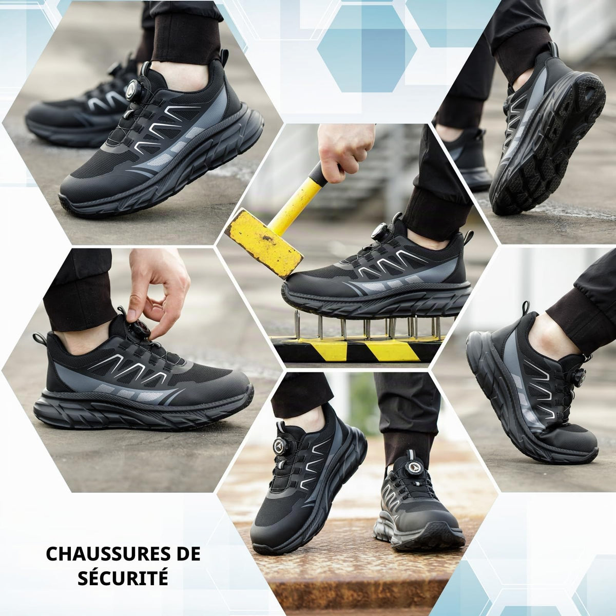 Chaussures de Sécurité Hommes Légère Basket Securite Femme Chaussures de Travail Embout en Acier Respirantes Antidérapante Chaussures de Sécurité