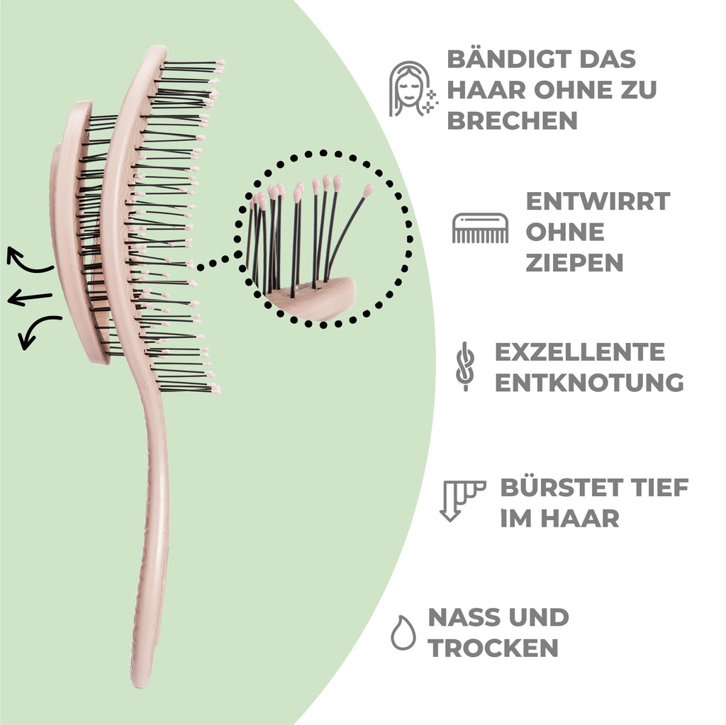 Ninabella Haarbürste ohne Ziepen - Detangler Bürste, Entwirrbürste & Lockenbürste für feines und langes Haar - Haarbürste Damen Herren Kinder - für nasse und trockene Haare - Limettengrün
